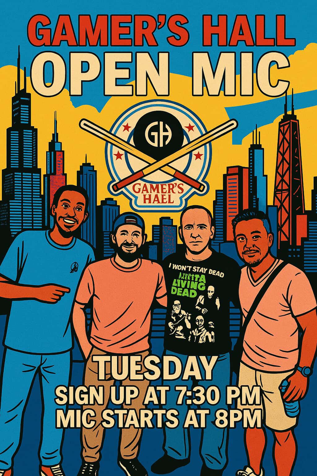 Gamer's Hall Open Mic Neon Logo