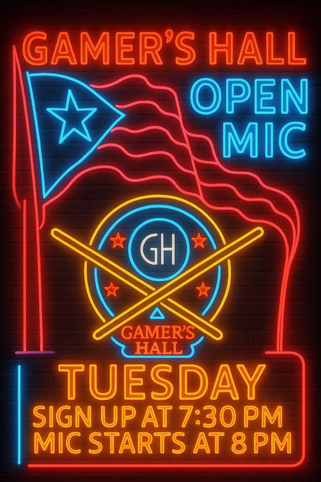 Gamer's Hall Open Mic Poster